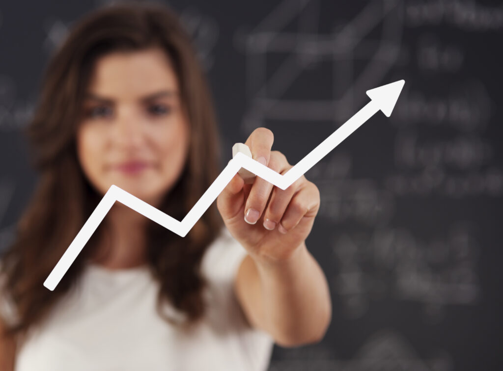Woman drawing graph